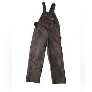VINTAGE CARHARTT BIBS BROWN DOUBLE KNEE OVERALLS 40 x 31